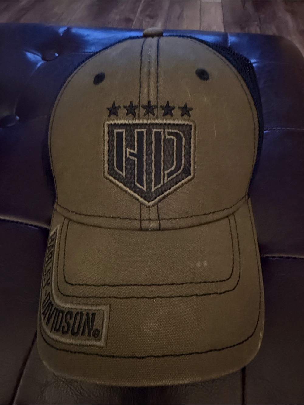 Harley-Davidson Olive and Black Shield Logo Trucker Hat